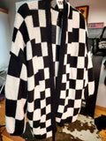 blk/white checkered oversized cardigan, sz XL/2X