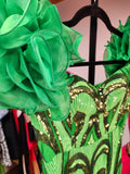 The "Goddess Of Glam" Green Sequin Evening Dress, Approx PTP 16in, waist 14