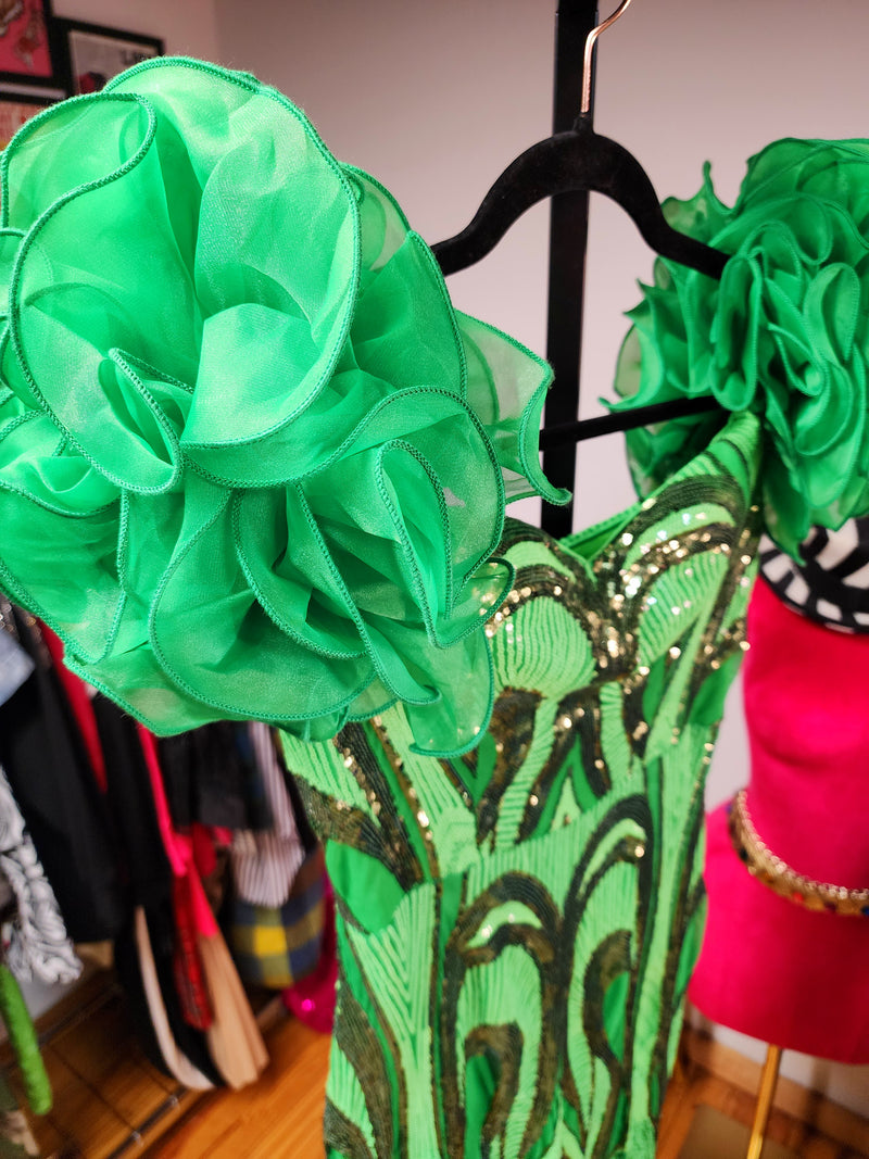 The "Goddess Of Glam" Green Sequin Evening Dress