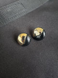 The "Two Faced" Gold & Black Circle Vintage PostEarrings