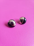 The "Two Faced" Gold & Black Circle Vintage PostEarrings