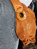 The "Crown Royal" Apricot Snake Print Hobo Handbag