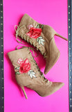 The "A Rose Is Still A Rose" Tan Bootie Lace Up Shoe