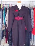 The "Lady Harlem" Burgundy & Black Pinstriped Wrap Dress